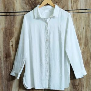 Off White Plain Shirt Size-40