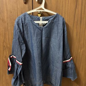 Denim Bell Sleeved Hm Top