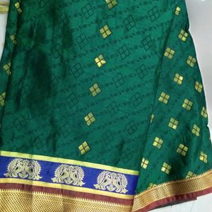 Green Saree One Time Used