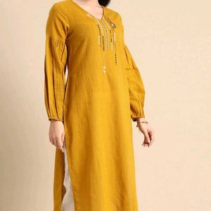 Yellow Beautiful Sleeves Kurti For Women