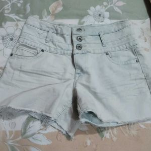 Sea Blue Color Denim Shorts