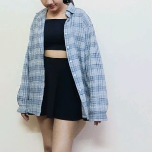 Korean Check Oversized Shirt/works As Summer Coat