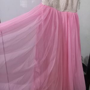 Pink And White Net Frock