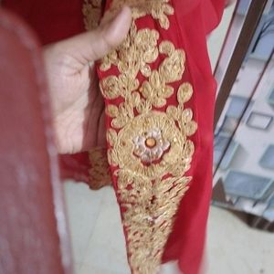 Red A Line Long Frock