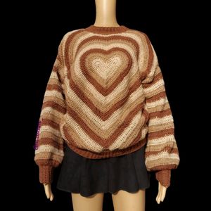 Crochet Stereo Hearts Sweater 🤎