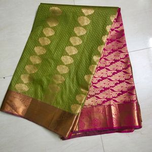 💥Olive Green Semi Silk Saree