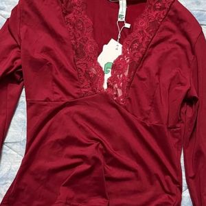 Burgundy Lace Top Newme