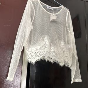 Cute Net Off White Top