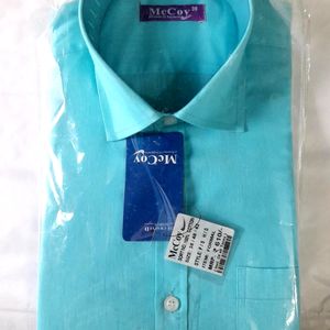 Men Formal Shirt Sky Blue Solid Color Offices Wear