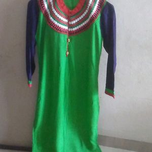 Straight, Green Kurti.