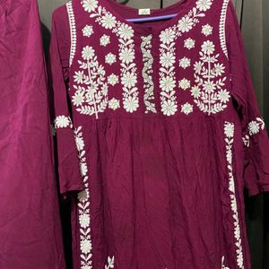 Purple Embroidery Kurta Set