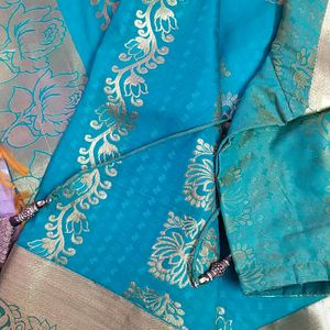 Silk Saree With Golden Zair Border