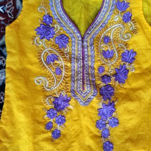 Yellow Sleeveless Kurti