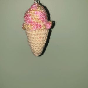 Crocheted Ice Cream Key Chain