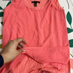 Flowy Peach/light Pink Top With Attached Lining