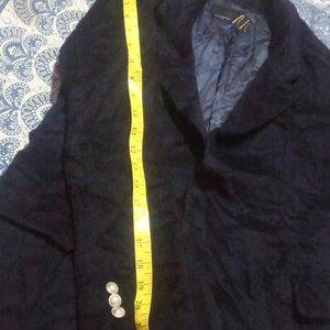 Navy Blue Velvet Blazer Coat