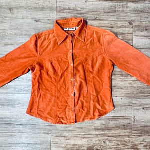 Corduroy Shirt/Jacket: Orange: Large