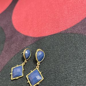 Small Golden Blue Earrings