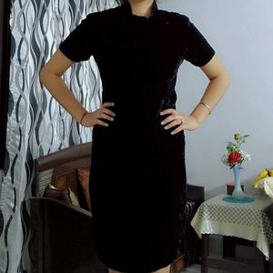 Velvet Black Cheongsam