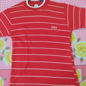 Zara Red Woolen Tshirt