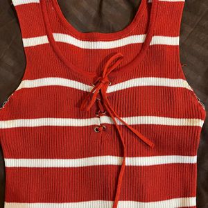 red& white striped bodycon dress