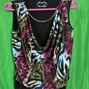 Black Top With Multicoloured Design