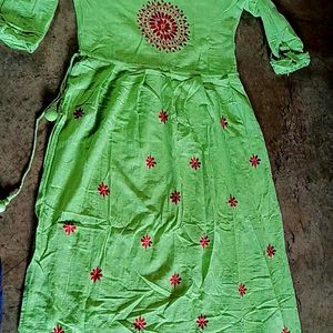 Hand Embroidery work sides Cut Long Kurti