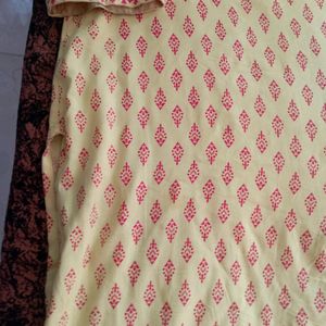 Pure Cotton Yellow Branded Kurti Set For Sale