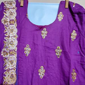 Cotton Embroidery Kurtha Set