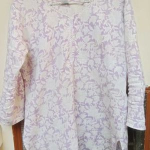 Lavender And White Tunic