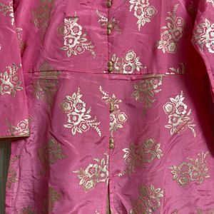 Pink Golden Ethnic Gown (M/34)