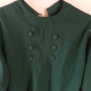 Green Full Balloon Sleeves Top