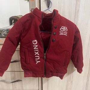 Winter Red Fleece Jacket With Hood For Baby Boy 12