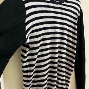 Black And White Strip Long Sweater