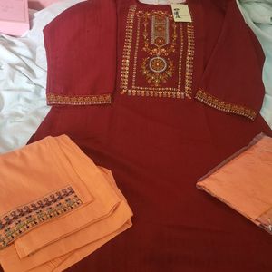 Khadi Cotton Suit With Stretchable Botton