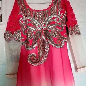 Beautiful Pink Anarkali Kurti New.. With Free Gift