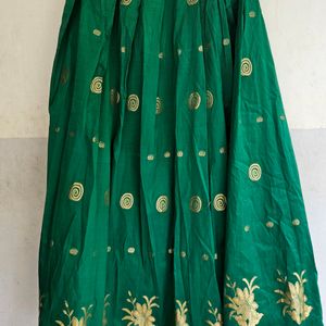 Ethnic Skirt & Blouse Green | Pattupavada