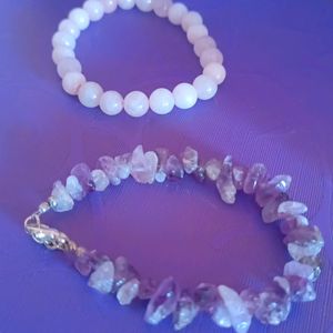 Combo Of Amethyst And Rose Quartz Bracelet