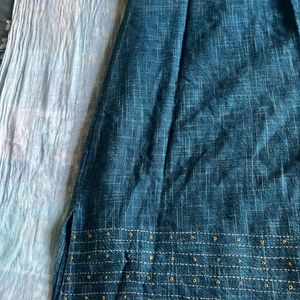 rustic blue indo western wrapping skirt