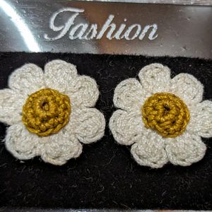 Crochet Handmade Flower Stud Earrings