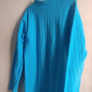 Blue Turtle Neck Stretchable Full Sleeve Sweater