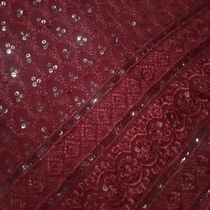 Maroon /red Sequence Chikankari Kurti