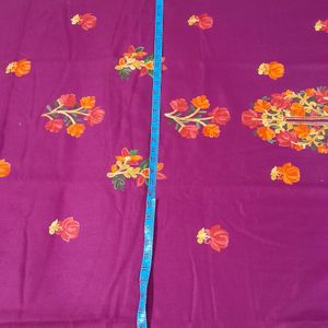 Kashmiri Embroidery Woollen Suit Purple Color