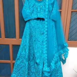 TURQUOIS BLUE HEAVY EMBROIDERED LEHENGA CHOLI SET