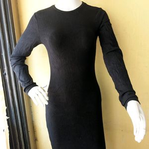 BODYCON RIBBED COTTON DRESS