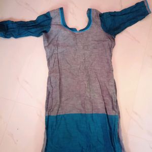 Stitched Churidar- Double Colour Blue And Ash Mixed...Back Zip