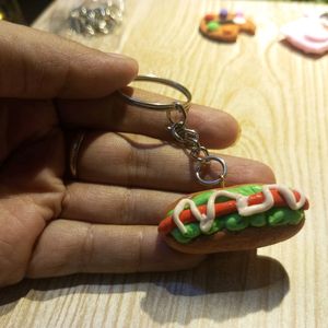 Handmade Hotdog Keychain