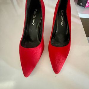 Red Stilletto Velvet High Heels