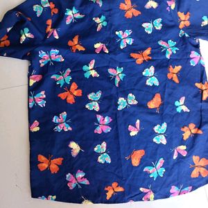 Blue Floral Print Top