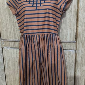 Brown Kurti With Blue Strips